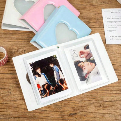 1pc Heart-Shaped Macaron Color Photo Album, 3-Inch 40-Slot Mini Card Storage Book, Cute Aesthetic Instant Photo, Trading Card, Idol Photo Card, Collectibles And Souvenirs Organizer