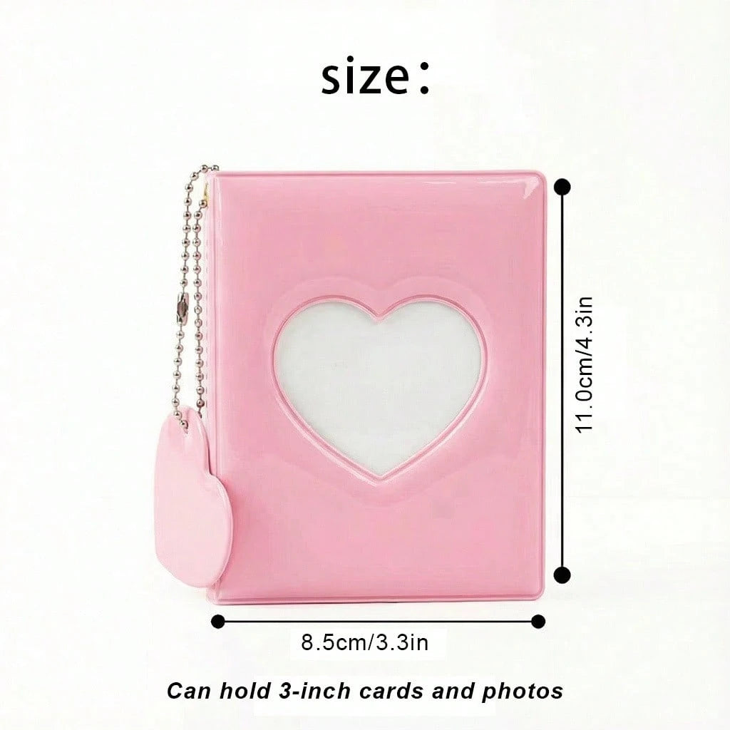1pc Heart-Shaped Macaron Color Photo Album, 3-Inch 40-Slot Mini Card Storage Book, Cute Aesthetic Instant Photo, Trading Card, Idol Photo Card, Collectibles And Souvenirs Organizer