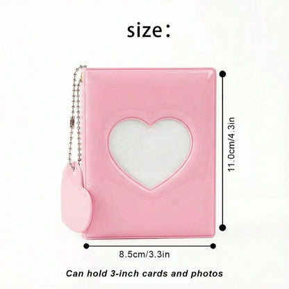 1pc Heart-Shaped Macaron Color Photo Album, 3-Inch 40-Slot Mini Card Storage Book, Cute Aesthetic Instant Photo, Trading Card, Idol Photo Card, Collectibles And Souvenirs Organizer