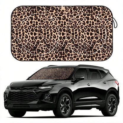 1pc High Quality Windshield Sun Shade- Fashionable Leopard Print Design, Heat Insulation, UV Protection, Suitable For Car/RV