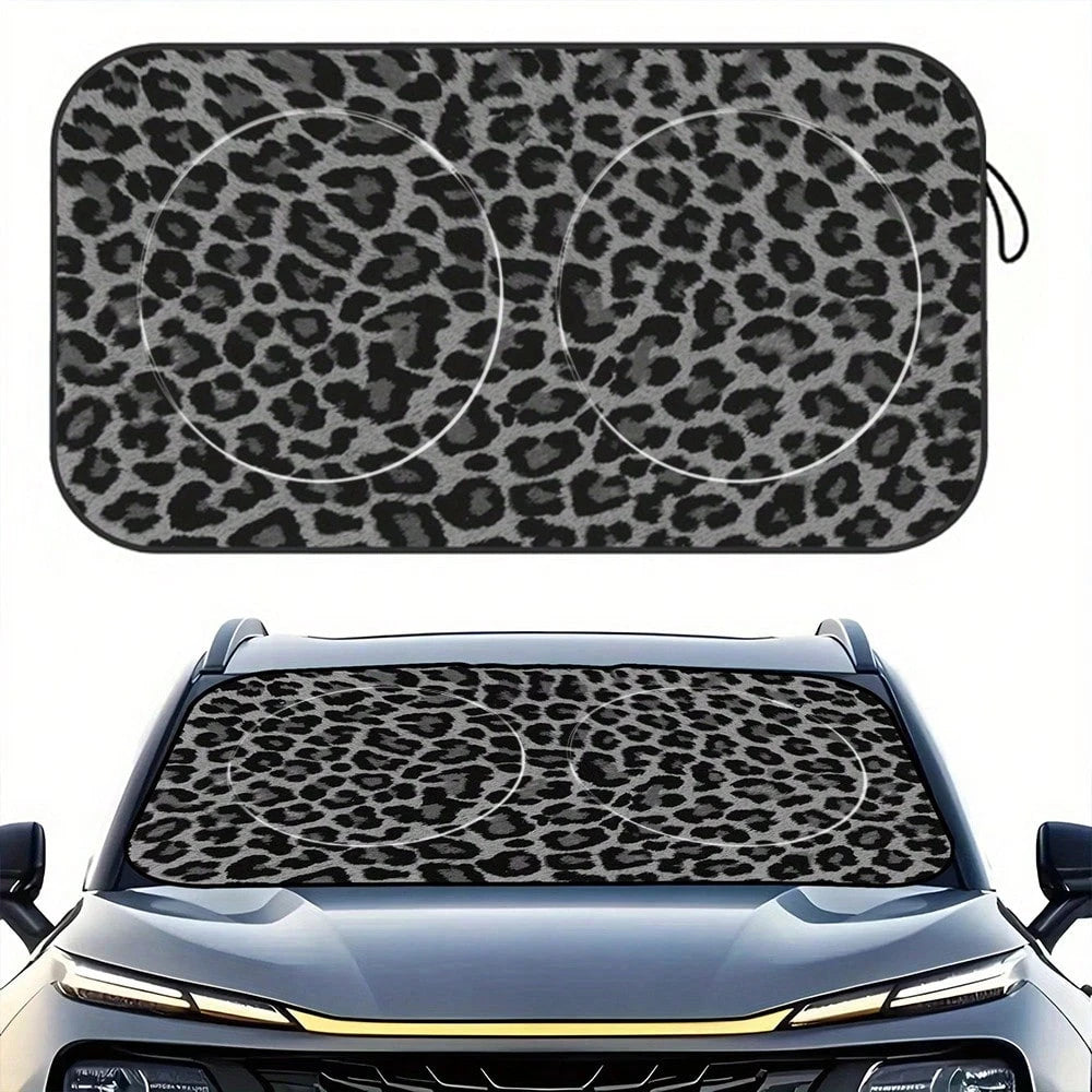 1pc High Quality Windshield Sun Shade- Fashionable Leopard Print Design, Heat Insulation, UV Protection, Suitable For Car/RV