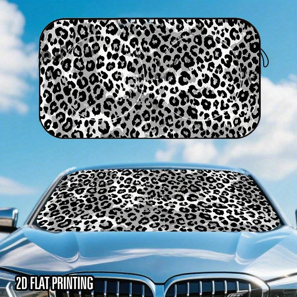 1pc High Quality Windshield Sun Shade- Fashionable Leopard Print Design, Heat Insulation, UV Protection, Suitable For Car/RV