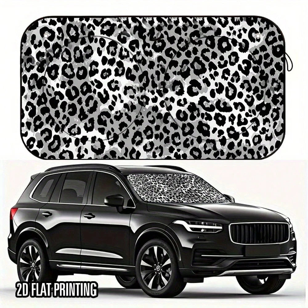 1pc High Quality Windshield Sun Shade- Fashionable Leopard Print Design, Heat Insulation, UV Protection, Suitable For Car/RV