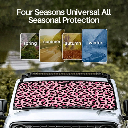 1pc High Quality Windshield Sun Shade- Fashionable Leopard Print Design, Heat Insulation, UV Protection, Suitable For Car/RV