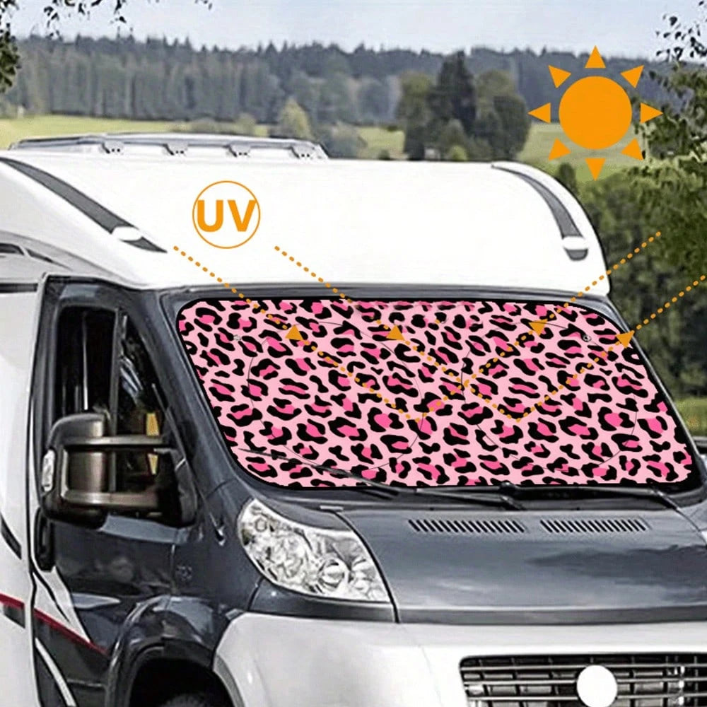 1pc High Quality Windshield Sun Shade- Fashionable Leopard Print Design, Heat Insulation, UV Protection, Suitable For Car/RV