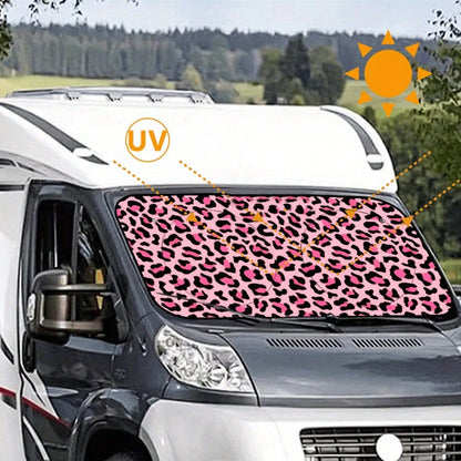 1pc High Quality Windshield Sun Shade- Fashionable Leopard Print Design, Heat Insulation, UV Protection, Suitable For Car/RV