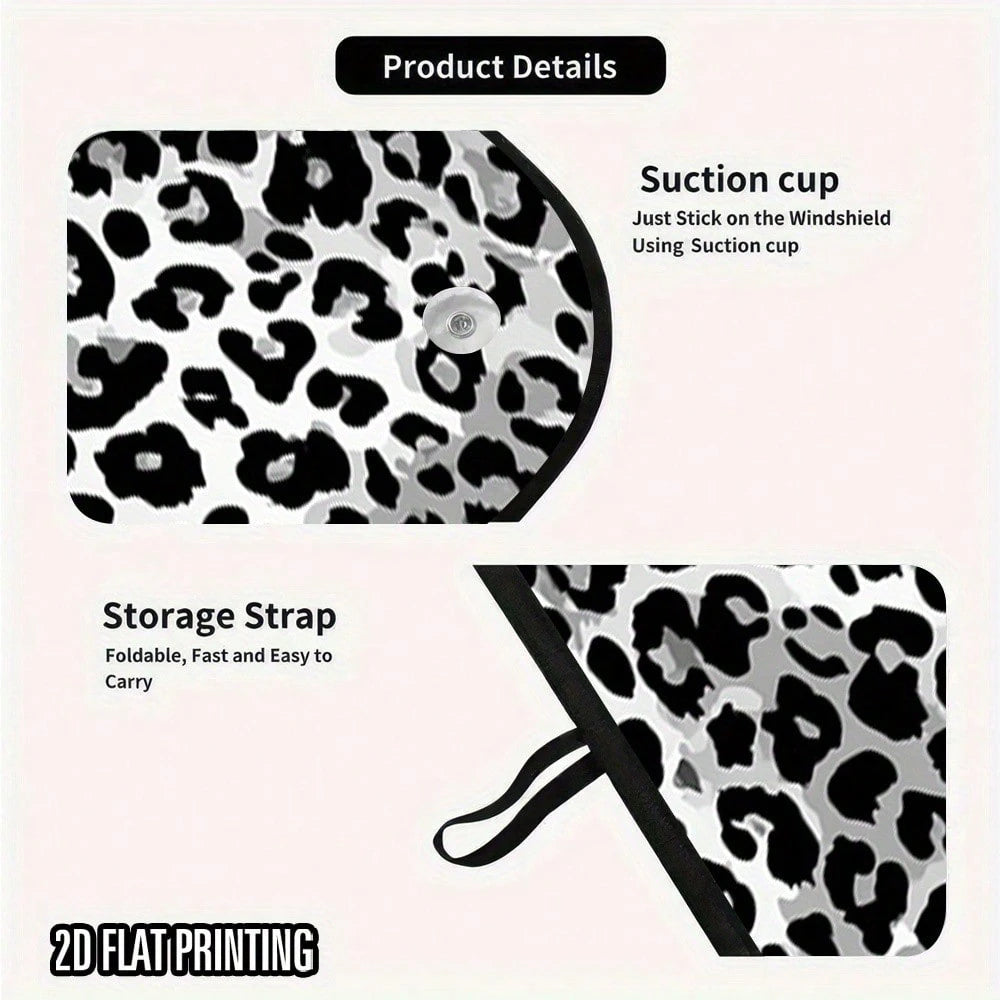 1pc High Quality Windshield Sun Shade- Fashionable Leopard Print Design, Heat Insulation, UV Protection, Suitable For Car/RV
