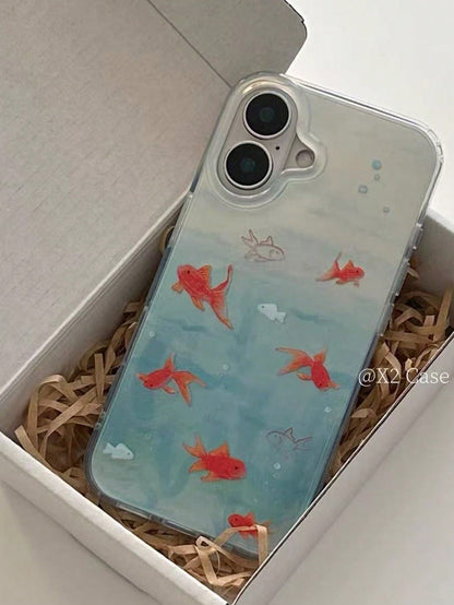1PC Ins Goldfish IMD Full Coverage Shockproof TPU Phone Case Compatible With Apple 11 Pro Max/12 Pro Max/13 Pro Max/14 Pro Max/15 Pro Max/16 Pro Max/17 Pro Max