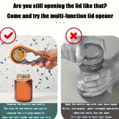 1pc Jar Opener Bottle Opener, Can Opener For Weak Hands, Mutil Jar Opener Get Lids Off Easily Manual Bottle CapRemover For Home Kitchen Use Non-Slip Grip, Convenient For People With Less Strength To U