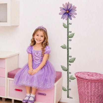 1PC Kids Growth Chart Wall Sticker, Pink Lily Flower Height Ruler, Botanical Measurement Decals, Removable Wall Art For Girls Bedroom Home Decor