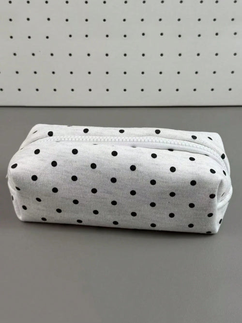 1pc Large Capacity Polka Dot Stationery Bag & Cosmetic Pouch: Korean Style Pencil Case| Minimalist Portable For Girls, Back To School