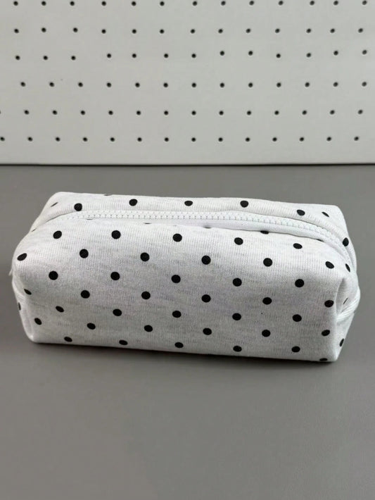 1pc Large Capacity Polka Dot Stationery Bag & Cosmetic Pouch: Korean Style Pencil Case| Minimalist Portable For Girls, Back To School