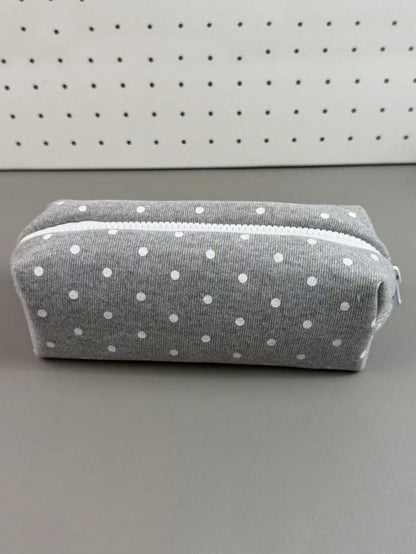 1pc Large Capacity Polka Dot Stationery Bag & Cosmetic Pouch: Korean Style Pencil Case| Minimalist Portable For Girls, Back To School
