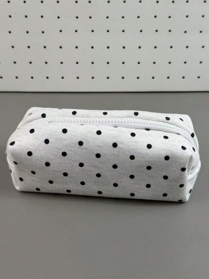 1pc Large Capacity Polka Dot Stationery Bag & Cosmetic Pouch: Korean Style Pencil Case| Minimalist Portable For Girls, Back To School
