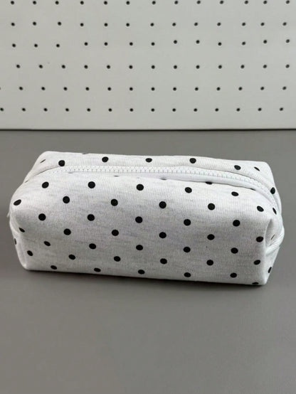 1pc Large Capacity Polka Dot Stationery Bag & Cosmetic Pouch: Korean Style Pencil Case| Minimalist Portable For Girls, Back To School