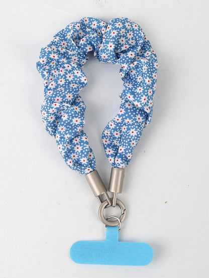 1pc Large Scrunchie Phone Lanyard, Plaid Polka Dot Floral High-End Fashion Phone Chain Short Handmade Phone Wrist Strap Anti-Loss Rope Phone Chain Scrunchie Hook, Strap, Smartphone Wristband, Graduati