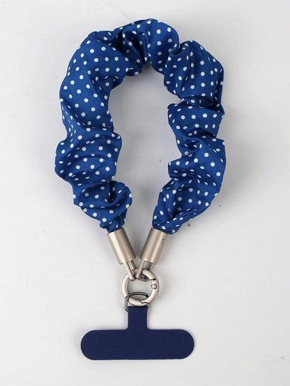 1pc Large Scrunchie Phone Lanyard, Plaid Polka Dot Floral High-End Fashion Phone Chain Short Handmade Phone Wrist Strap Anti-Loss Rope Phone Chain Scrunchie Hook, Strap, Smartphone Wristband, Graduati