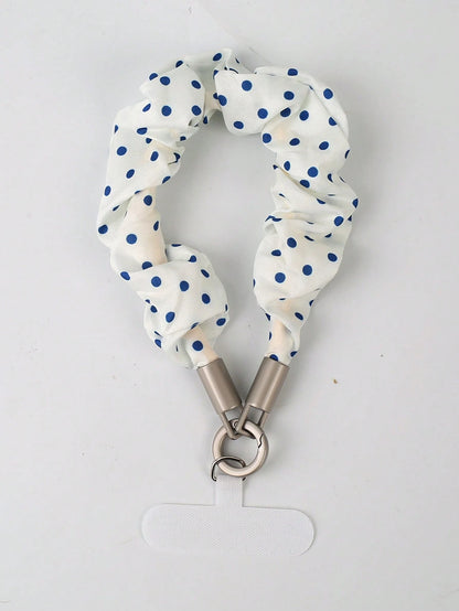 1pc Large Scrunchie Phone Lanyard, Plaid Polka Dot Floral High-End Fashion Phone Chain Short Handmade Phone Wrist Strap Anti-Loss Rope Phone Chain Scrunchie Hook, Strap, Smartphone Wristband, Graduati