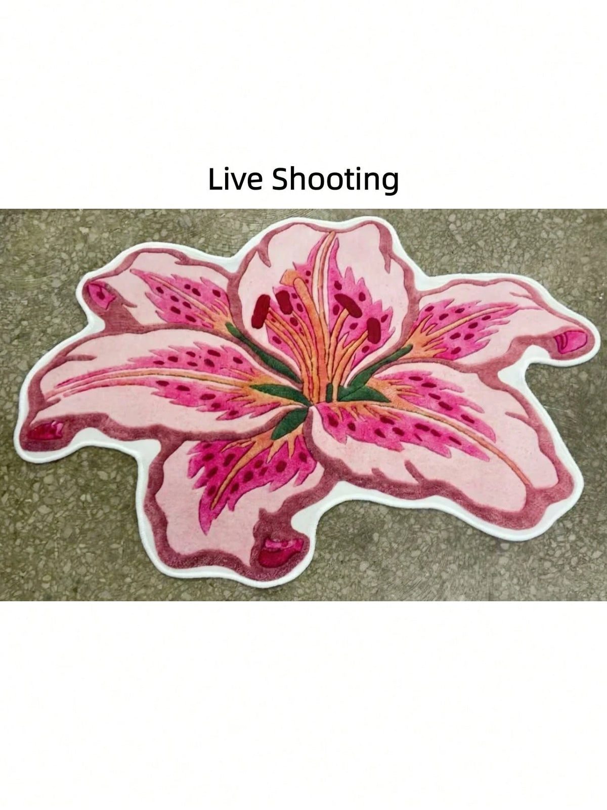 1pc Lily Shaped Velvet Carpet, Soft Plush, Room Decor, Home Supplies, Indoor Doormat, Living Room Rug, Kitchen Mat, Bedroom Carpet, Bathroom Mat, Home Decoration, Bedroom Decor, Bathroom Decor, Wear-R