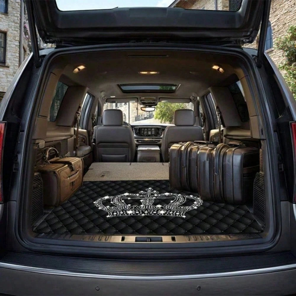 1pc Luxury Crown Pattern Car Trunk Mat Compatible For All, Fit Trunk Liner, Heavy-Duty Cargo, Elegant Interior Accessory 29.53x39.37inch