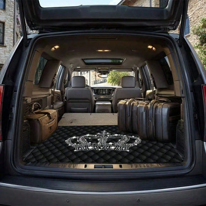 1pc Luxury Crown Pattern Car Trunk Mat Compatible For All, Fit Trunk Liner, Heavy-Duty Cargo, Elegant Interior Accessory 29.53x39.37inch