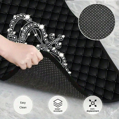 1pc Luxury Crown Pattern Car Trunk Mat Compatible For All, Fit Trunk Liner, Heavy-Duty Cargo, Elegant Interior Accessory 29.53x39.37inch