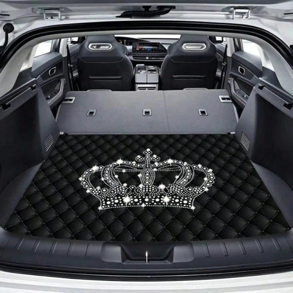 1pc Luxury Crown Pattern Car Trunk Mat Compatible For All, Fit Trunk Liner, Heavy-Duty Cargo, Elegant Interior Accessory 29.53x39.37inch