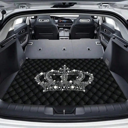 1pc Luxury Crown Pattern Car Trunk Mat Compatible For All, Fit Trunk Liner, Heavy-Duty Cargo, Elegant Interior Accessory 29.53x39.37inch