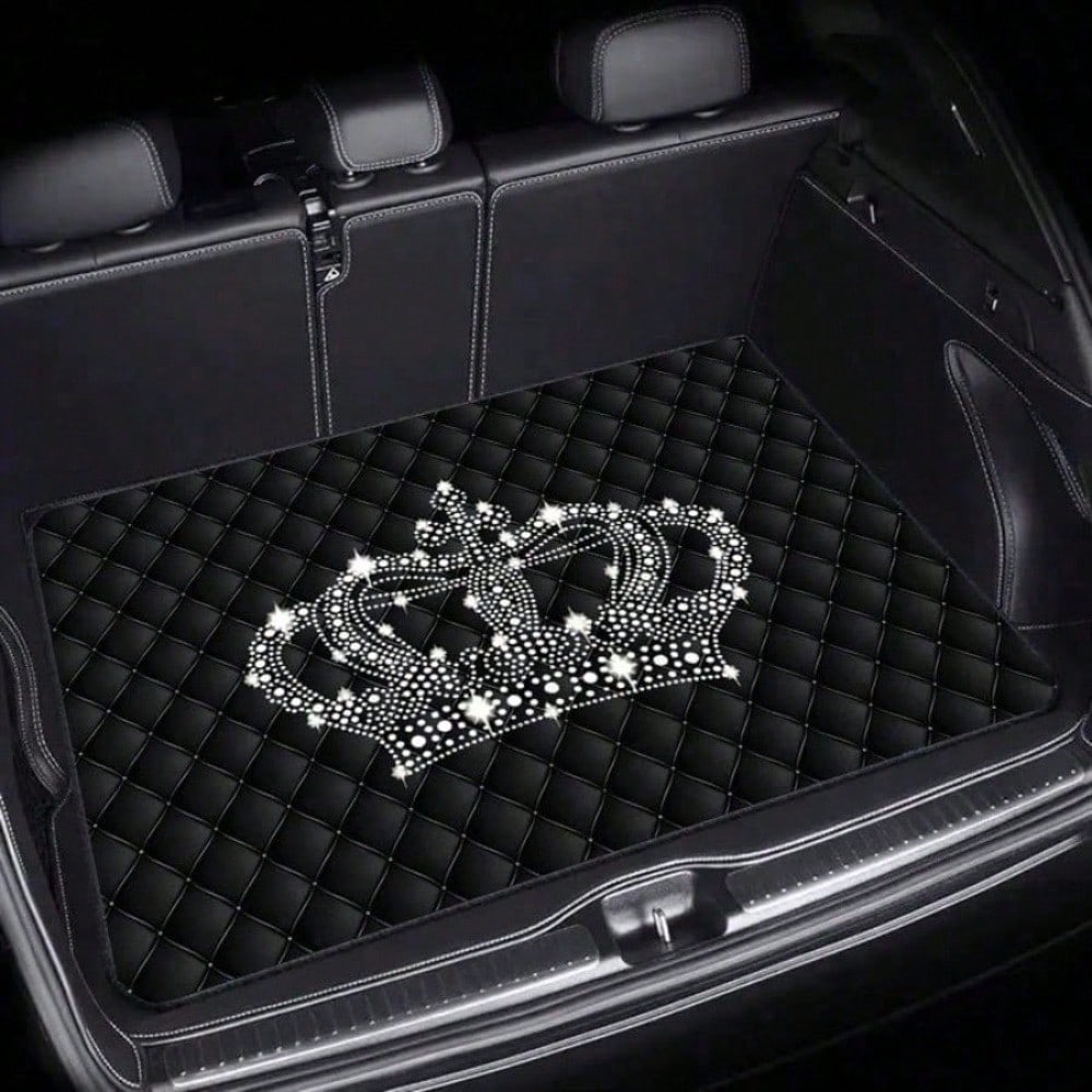 1pc Luxury Crown Pattern Car Trunk Mat Compatible For All, Fit Trunk Liner, Heavy-Duty Cargo, Elegant Interior Accessory 29.53x39.37inch