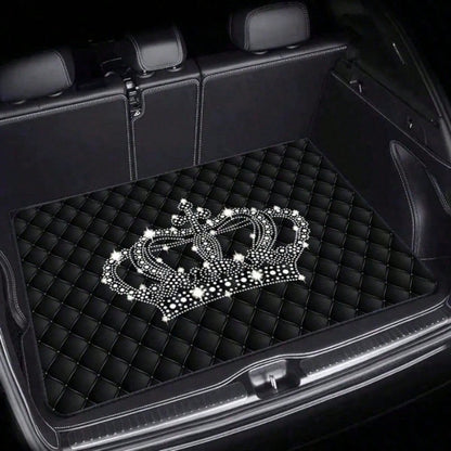 1pc Luxury Crown Pattern Car Trunk Mat Compatible For All, Fit Trunk Liner, Heavy-Duty Cargo, Elegant Interior Accessory 29.53x39.37inch