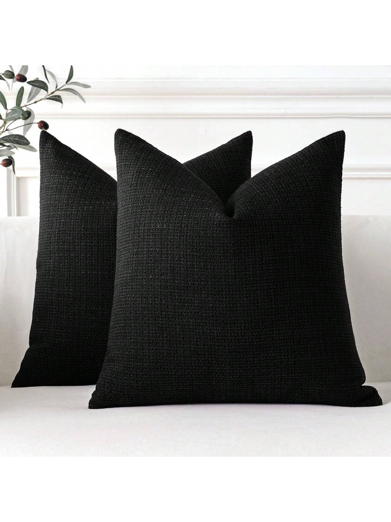 1pc Luxury Decorative Linen Square Throw Pillow Case For Sofa, Living Room, Bedroom, Farmhouse, Can Also Be Used As A Gift, Suitable For All Seasons, No Filling Included