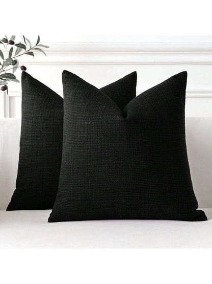 1pc Luxury Decorative Linen Square Throw Pillow Case For Sofa, Living Room, Bedroom, Farmhouse, Can Also Be Used As A Gift, Suitable For All Seasons, No Filling Included
