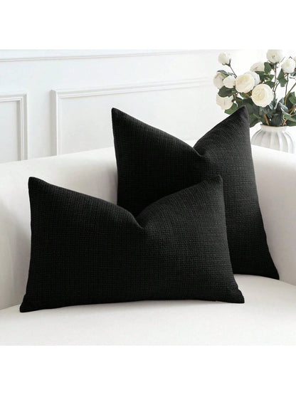 1pc Luxury Decorative Linen Square Throw Pillow Case For Sofa, Living Room, Bedroom, Farmhouse, Can Also Be Used As A Gift, Suitable For All Seasons, No Filling Included
