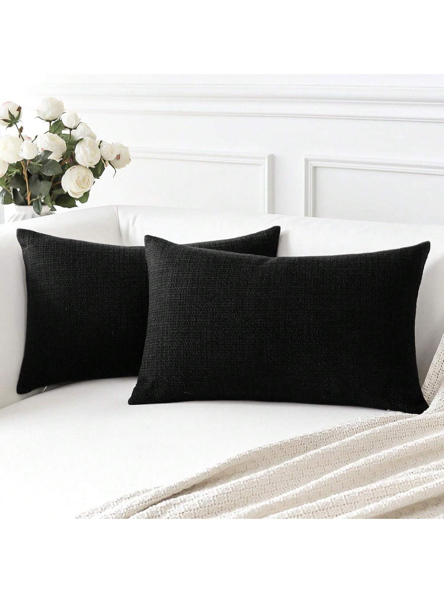 1pc Luxury Decorative Linen Square Throw Pillow Case For Sofa, Living Room, Bedroom, Farmhouse, Can Also Be Used As A Gift, Suitable For All Seasons, No Filling Included