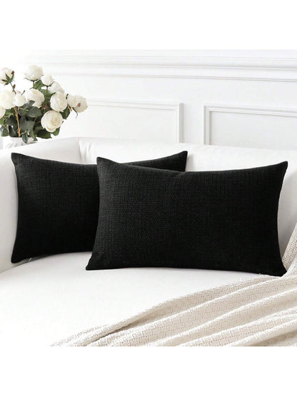 1pc Luxury Decorative Linen Square Throw Pillow Case For Sofa, Living Room, Bedroom, Farmhouse, Can Also Be Used As A Gift, Suitable For All Seasons, No Filling Included