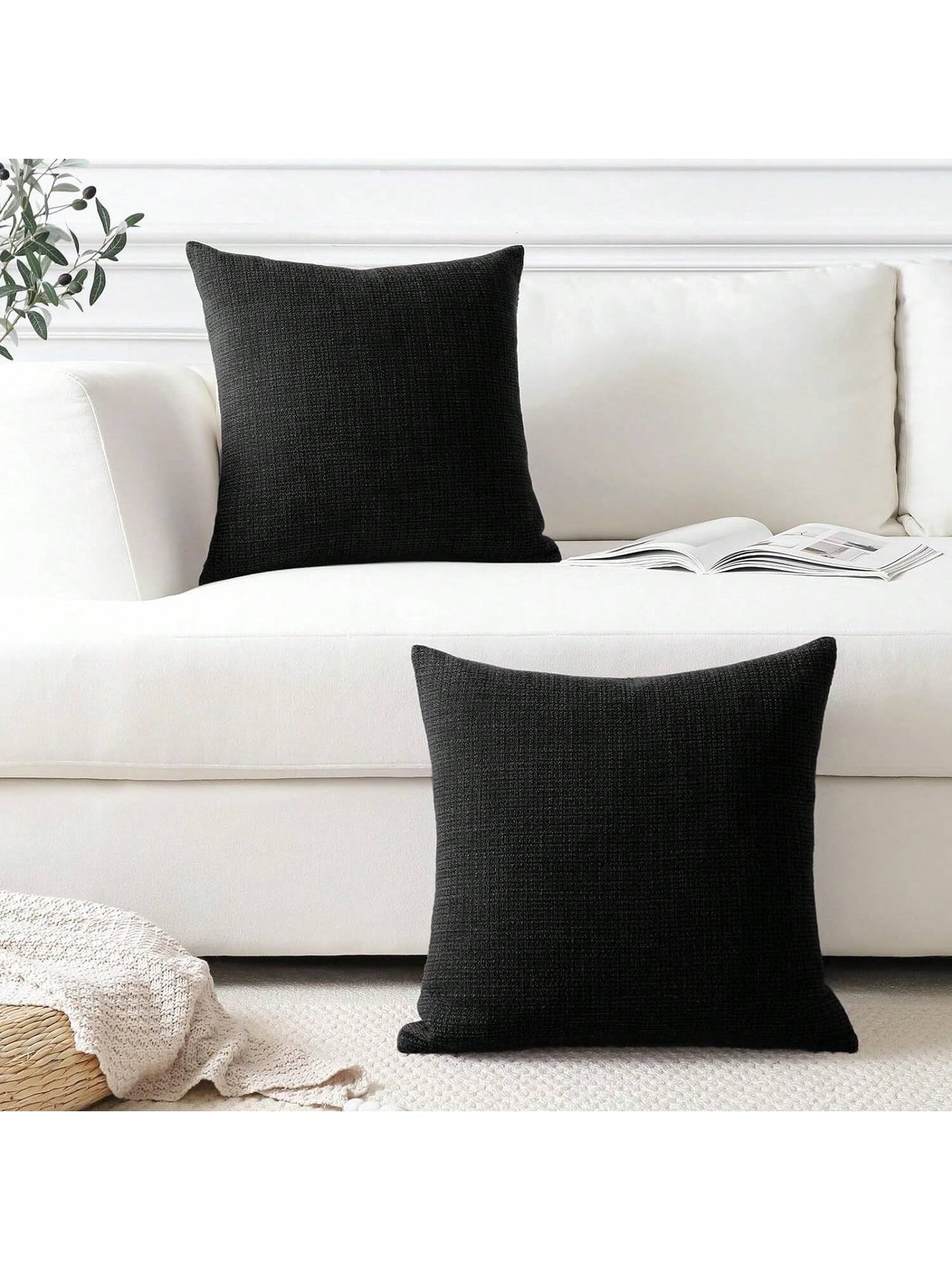1pc Luxury Decorative Linen Square Throw Pillow Case For Sofa, Living Room, Bedroom, Farmhouse, Can Also Be Used As A Gift, Suitable For All Seasons, No Filling Included