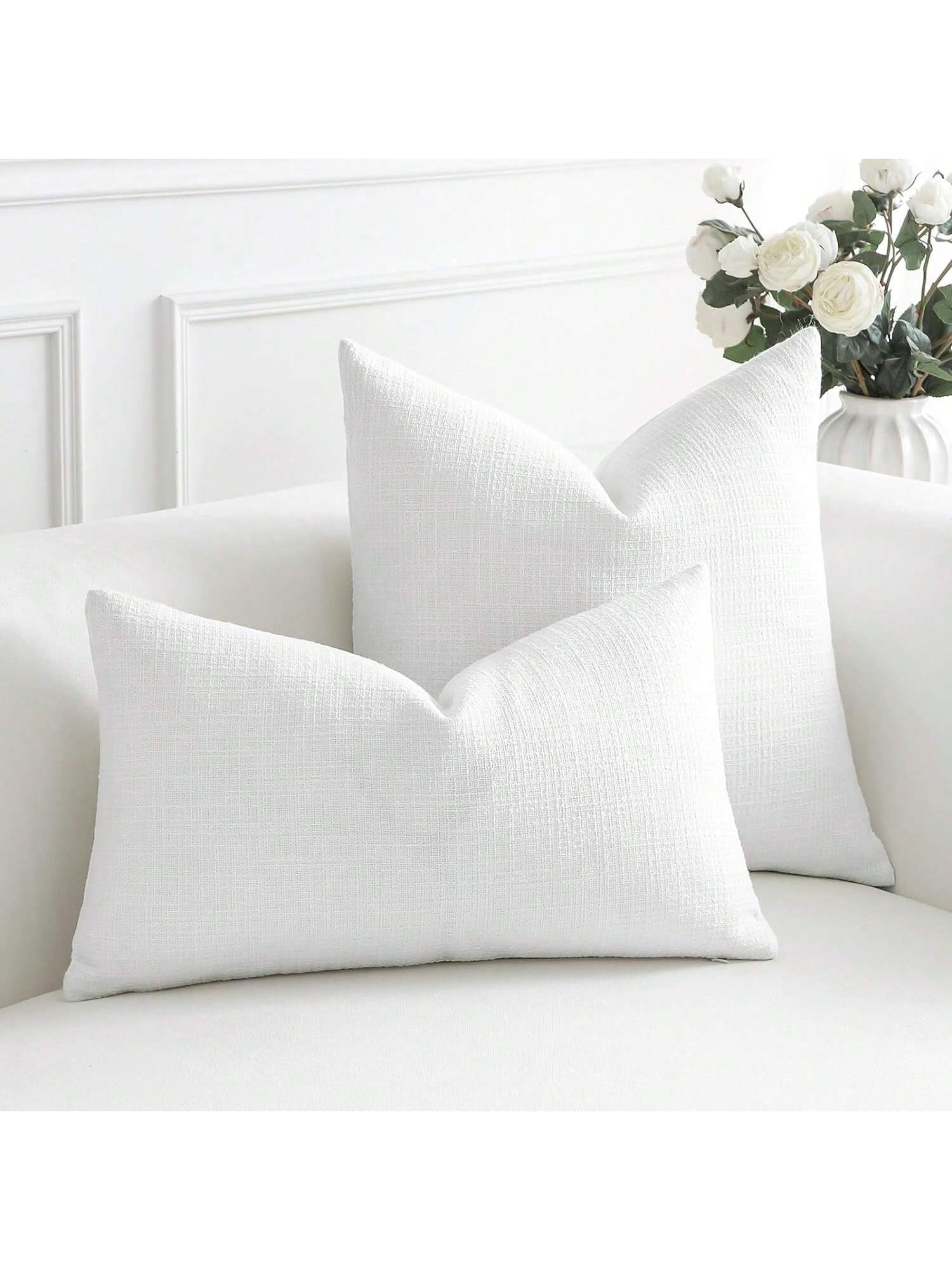 1pc Luxury Decorative Linen Square Throw Pillow Case For Sofa, Living Room, Bedroom, Farmhouse, Can Also Be Used As A Gift, Suitable For All Seasons, No Filling Included