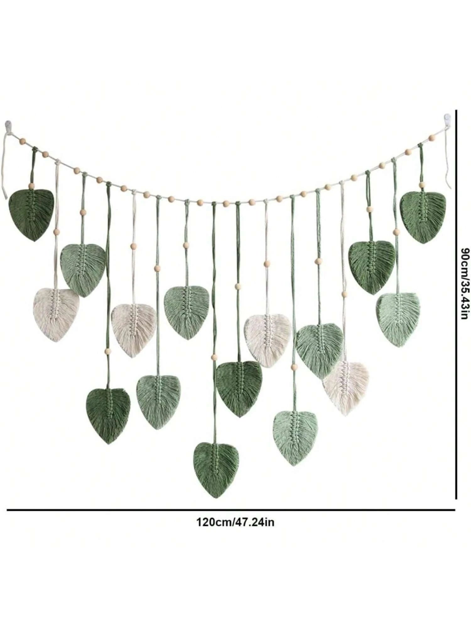1pc Macrame Wall Hanging Leaves Decor,Boho Handmade Woven Leaf Tassels Tapestry Gift Ideas For Nursery, Bedroom, Living Room (Leaf Random)