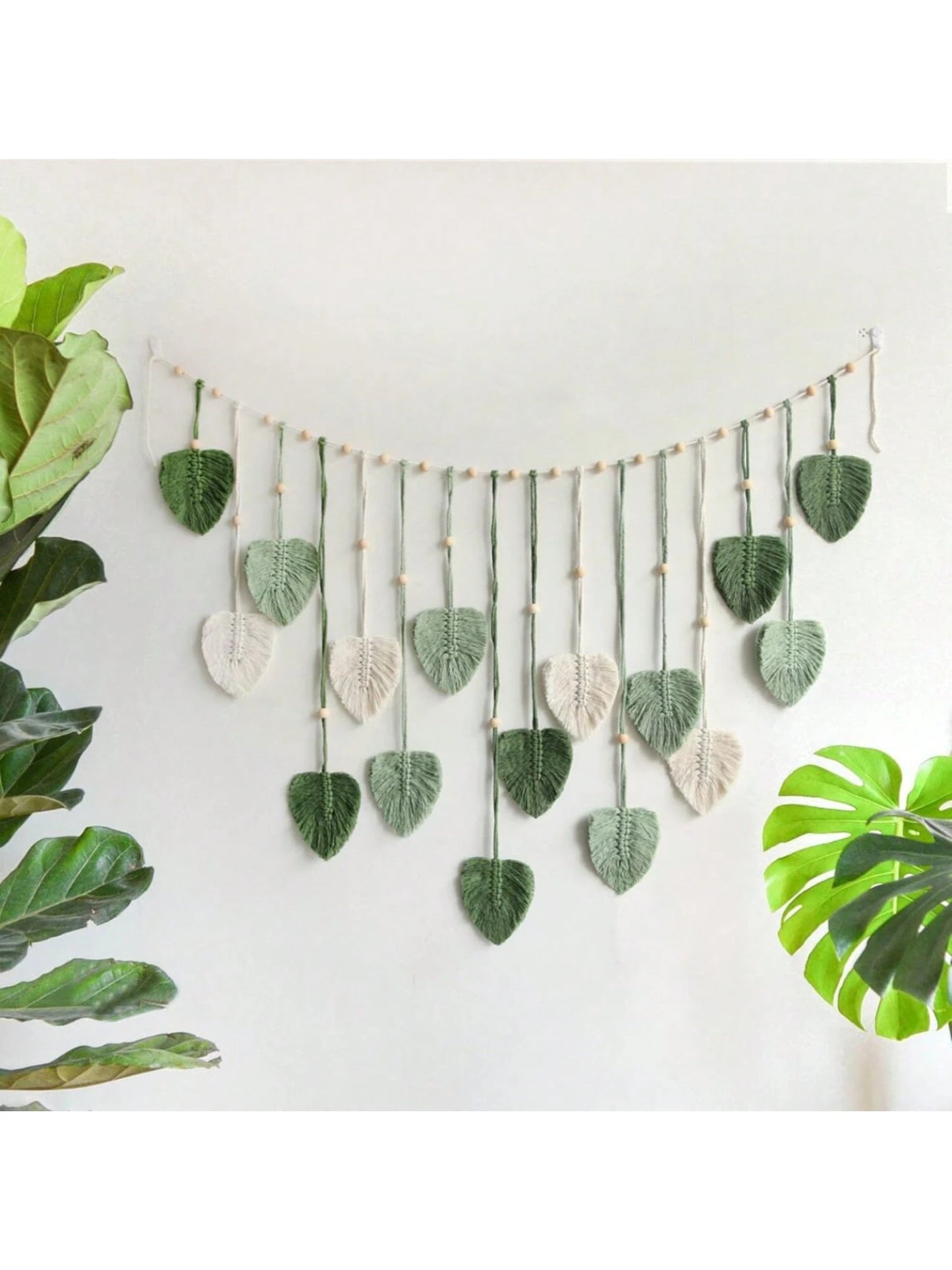 1pc Macrame Wall Hanging Leaves Decor,Boho Handmade Woven Leaf Tassels Tapestry Gift Ideas For Nursery, Bedroom, Living Room (Leaf Random)