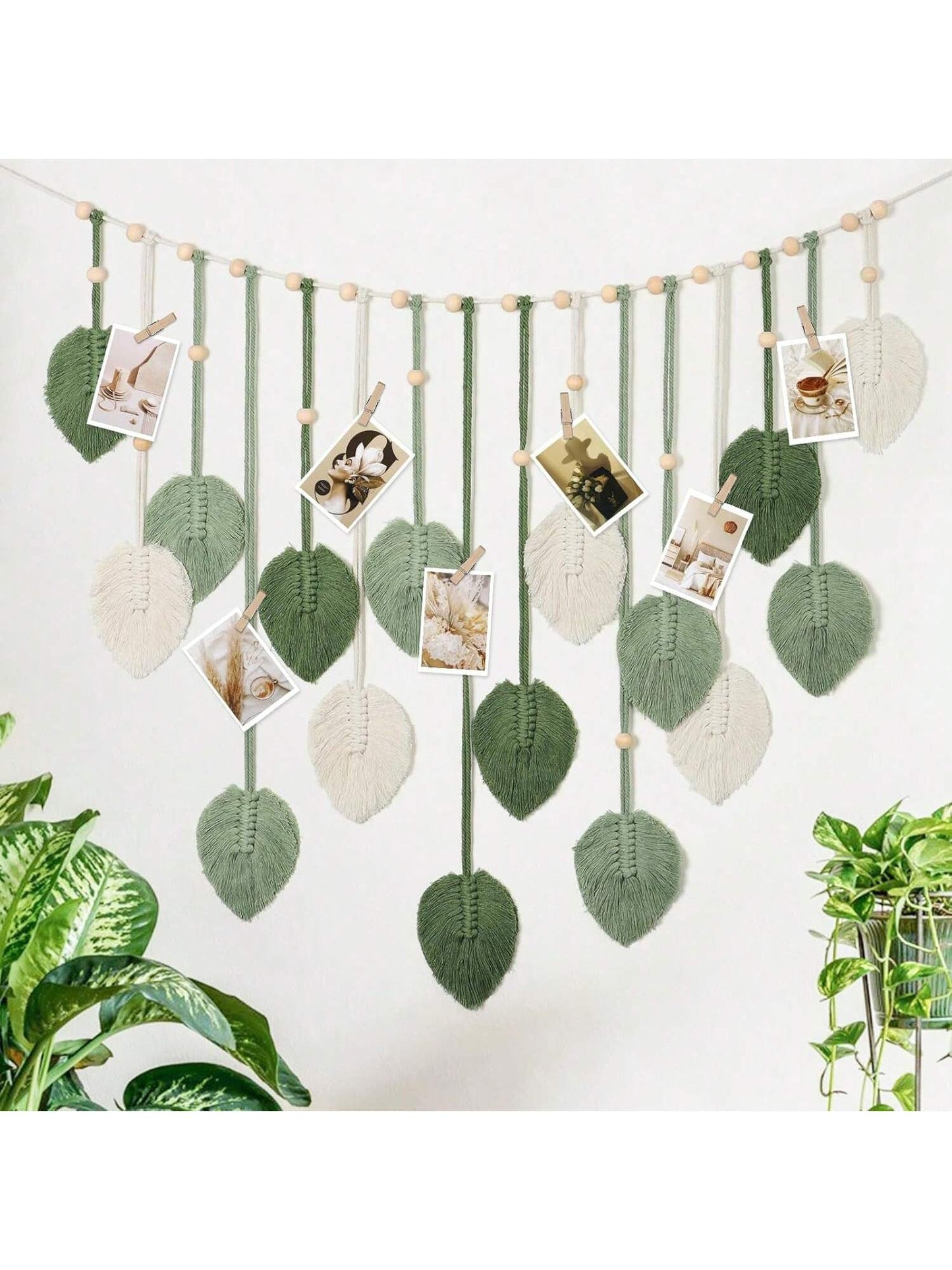 1pc Macrame Wall Hanging Leaves Decor,Boho Handmade Woven Leaf Tassels Tapestry Gift Ideas For Nursery, Bedroom, Living Room (Leaf Random)