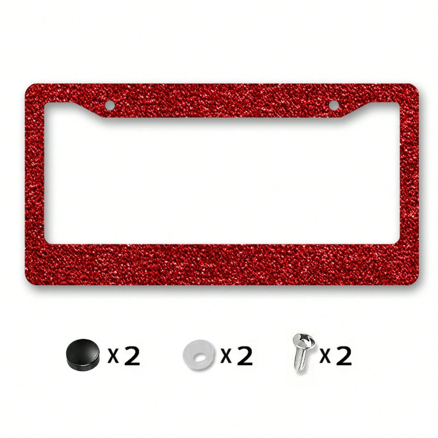 1pc Metal License Plate Frame Decoration, With Red Flashing Texture Design, Suitable For Car Decoration, Ideal For Winter Solstice Celebration, 12.2x6.3in,Valentine's Day Gifts,Car Cover,Car Must Have