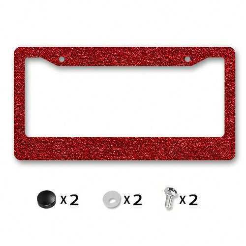 1pc Metal License Plate Frame Decoration, With Red Flashing Texture Design, Suitable For Car Decoration, Ideal For Winter Solstice Celebration, 12.2x6.3in,Valentine's Day Gifts,Car Cover,Car Must Have