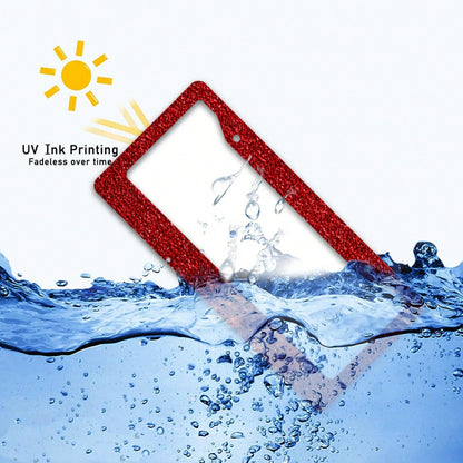 1pc Metal License Plate Frame Decoration, With Red Flashing Texture Design, Suitable For Car Decoration, Ideal For Winter Solstice Celebration, 12.2x6.3in,Valentine's Day Gifts,Car Cover,Car Must Have