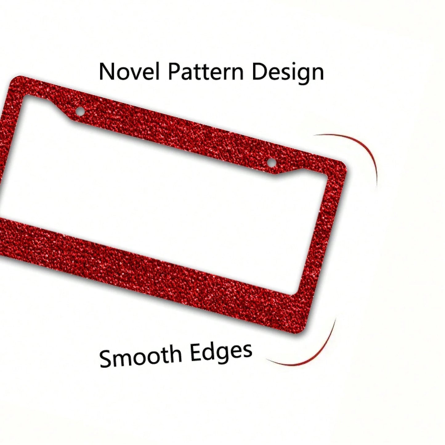 1pc Metal License Plate Frame Decoration, With Red Flashing Texture Design, Suitable For Car Decoration, Ideal For Winter Solstice Celebration, 12.2x6.3in,Valentine's Day Gifts,Car Cover,Car Must Have
