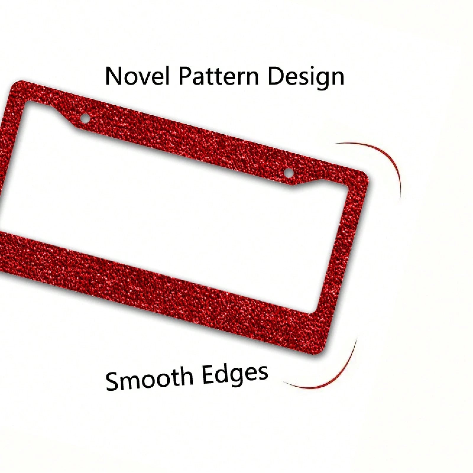 1pc Metal License Plate Frame Decoration, With Red Flashing Texture Design, Suitable For Car Decoration, Ideal For Winter Solstice Celebration, 12.2x6.3in,Valentine's Day Gifts,Car Cover,Car Must Have