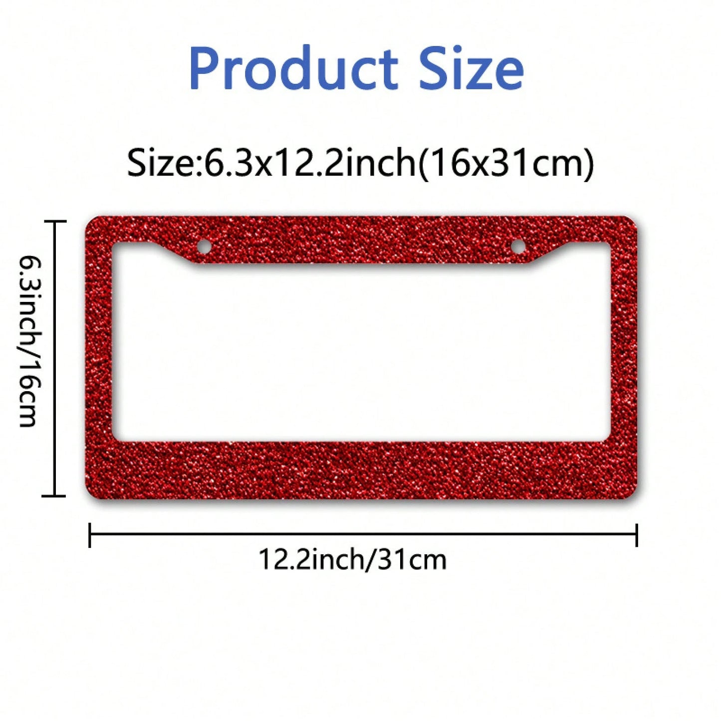 1pc Metal License Plate Frame Decoration, With Red Flashing Texture Design, Suitable For Car Decoration, Ideal For Winter Solstice Celebration, 12.2x6.3in,Valentine's Day Gifts,Car Cover,Car Must Have
