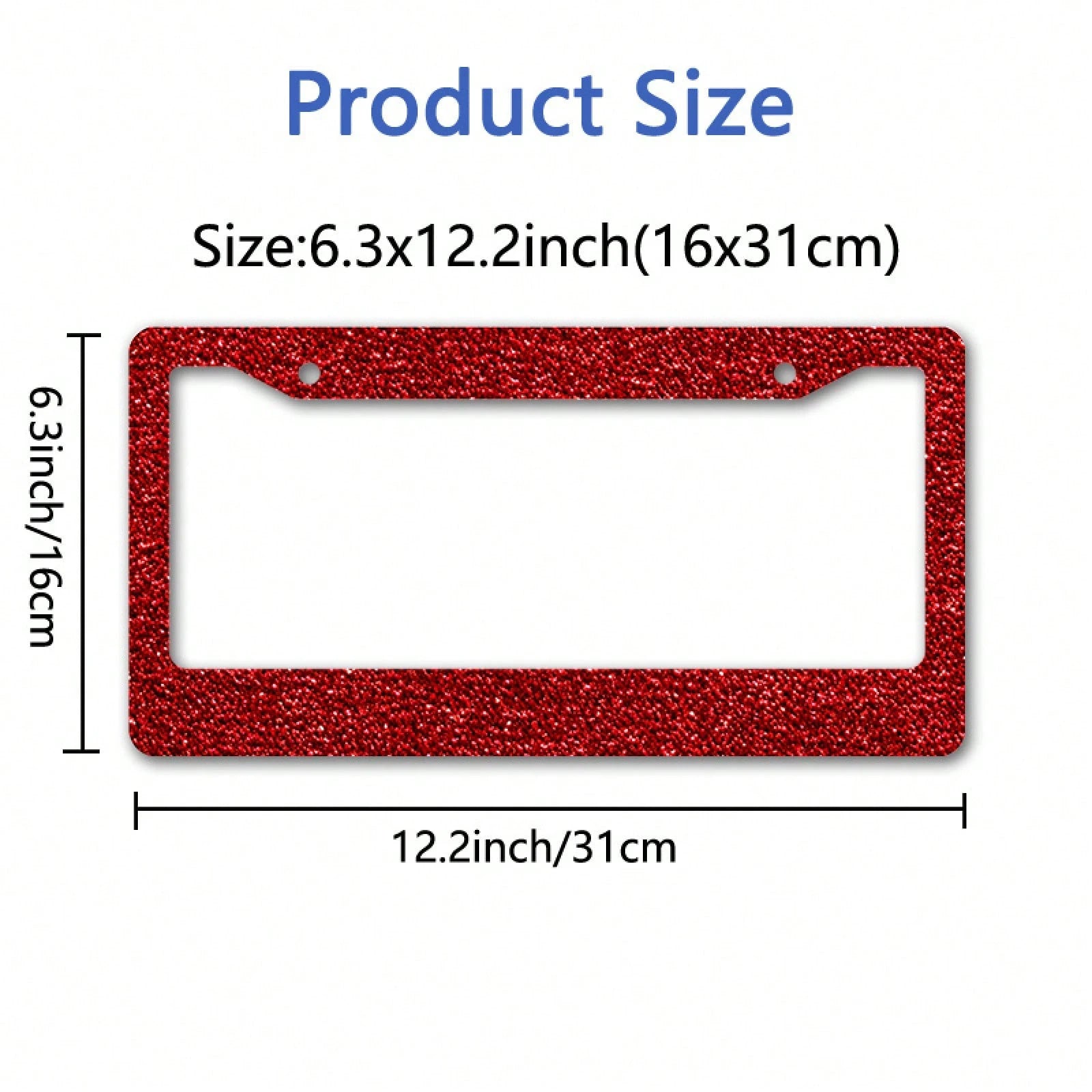 1pc Metal License Plate Frame Decoration, With Red Flashing Texture Design, Suitable For Car Decoration, Ideal For Winter Solstice Celebration, 12.2x6.3in,Valentine's Day Gifts,Car Cover,Car Must Have