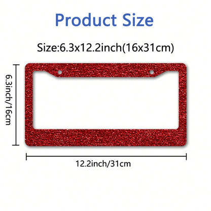 1pc Metal License Plate Frame Decoration, With Red Flashing Texture Design, Suitable For Car Decoration, Ideal For Winter Solstice Celebration, 12.2x6.3in,Valentine's Day Gifts,Car Cover,Car Must Have