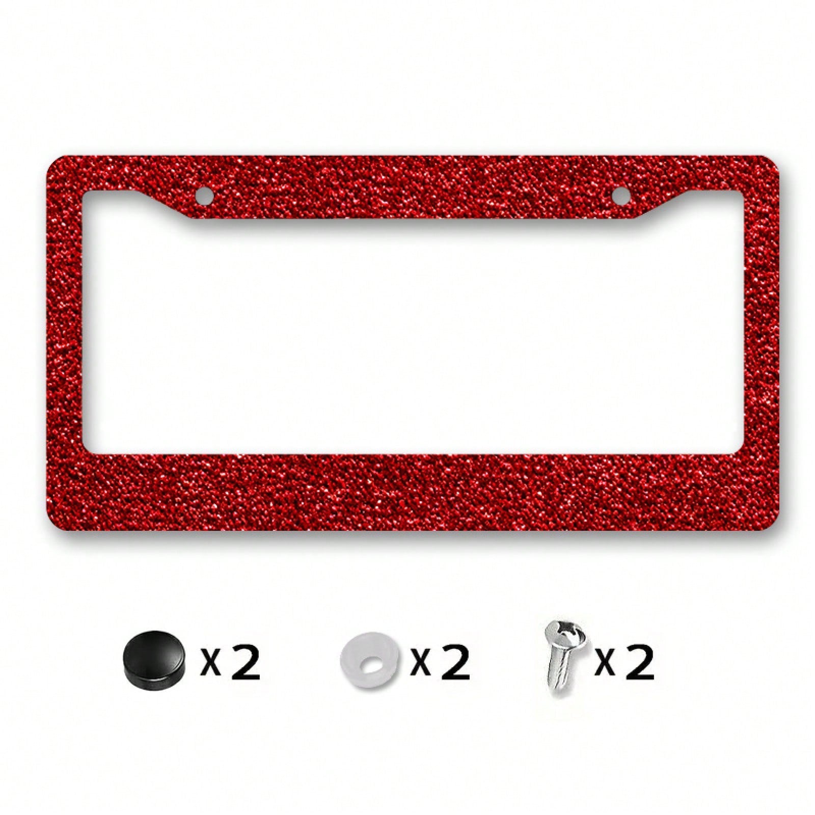 1pc Metal License Plate Frame Decoration, With Red Flashing Texture Design, Suitable For Car Decoration, Ideal For Winter Solstice Celebration, 12.2x6.3in,Valentine's Day Gifts,Car Cover,Car Must Have