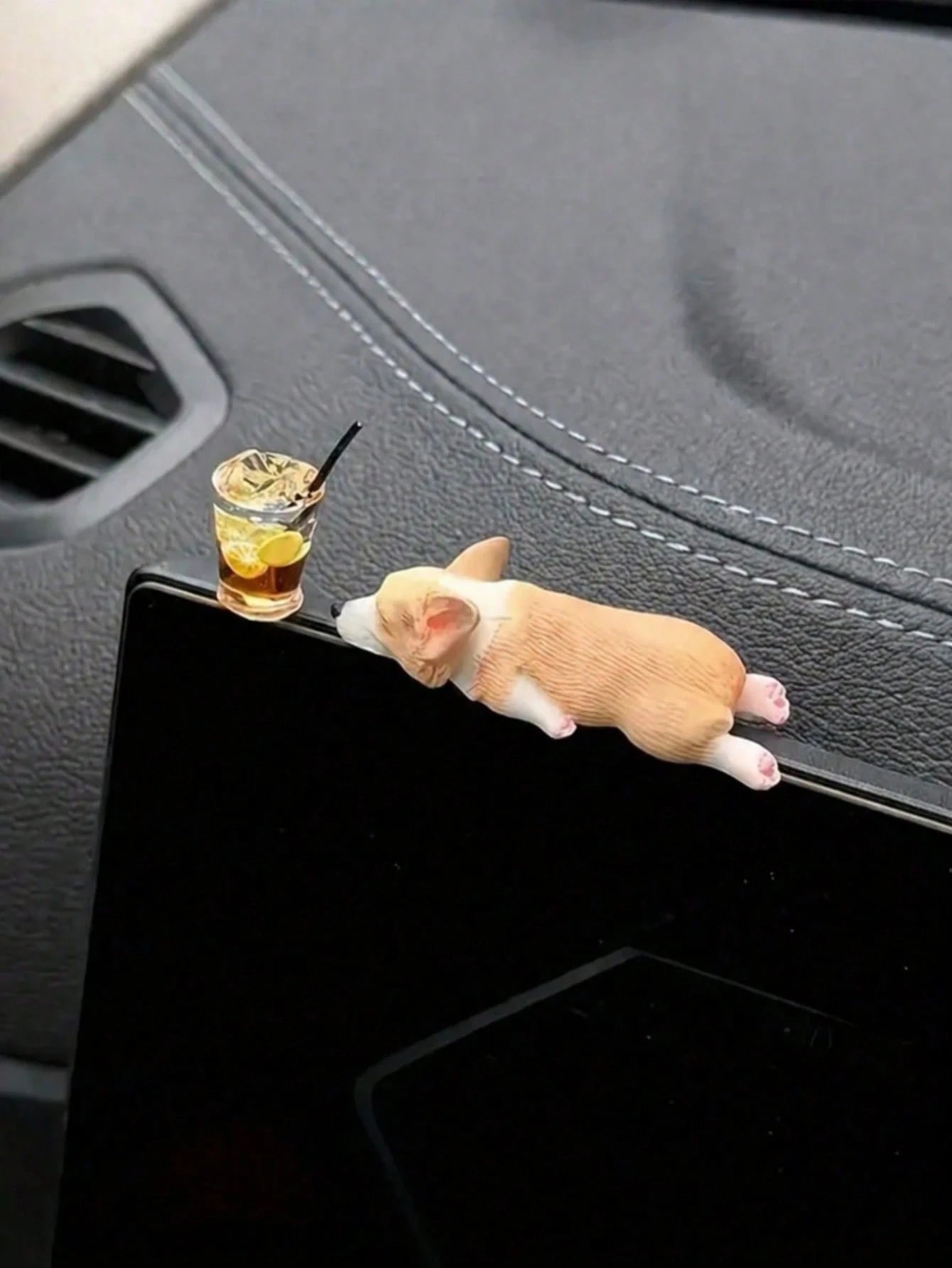 1pc Mini Corgi Dog Car Dashboard Decor, Stress Relief Accessory